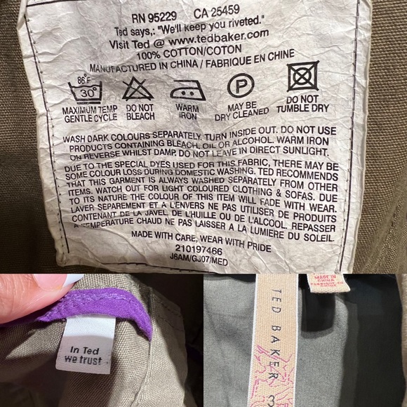 TED BAKER Women’s Army Green Military Utility Shacket Size 3 - Picture 11 of 12